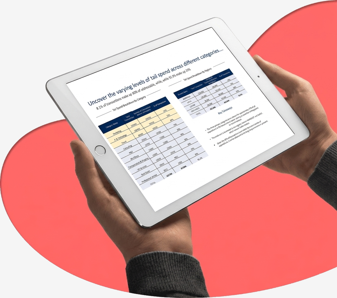 Person holding a tablet displaying a chart on industry spending levels.