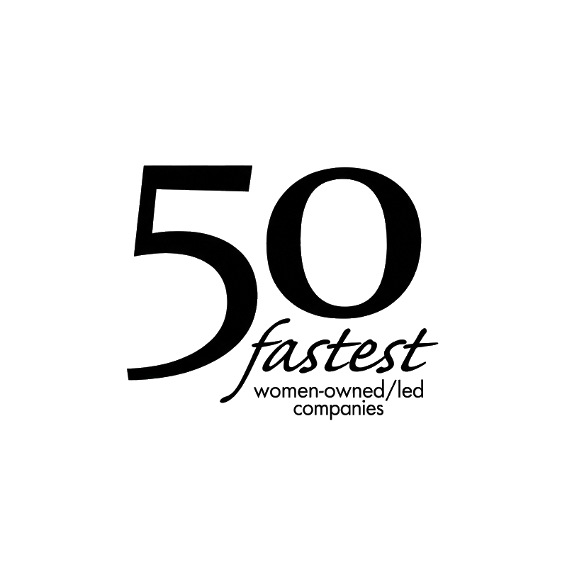 50 fastest women-owned led companies logo with bold number 50 and text.